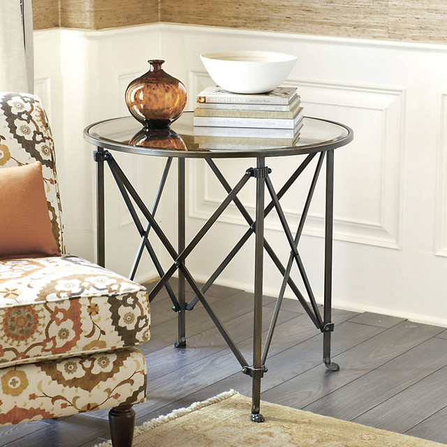 Olivia 30 Inch Round Mirrored Side Table Traditional Tables Olivia 30 Inch Round Mirrored Side Table