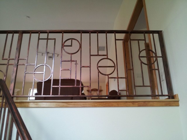 Modern Style Wrought Iron Balcony Rail With Copper Finish