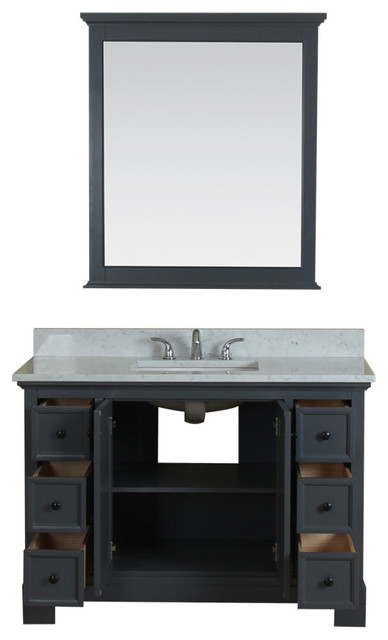 Richmond 48", Single Bathroom Vanity, Gray With Carrera Marble Top ...