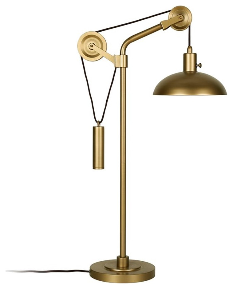 Maklaine Industrial Metal Brass Pulley Table Lamp with Metal Shade