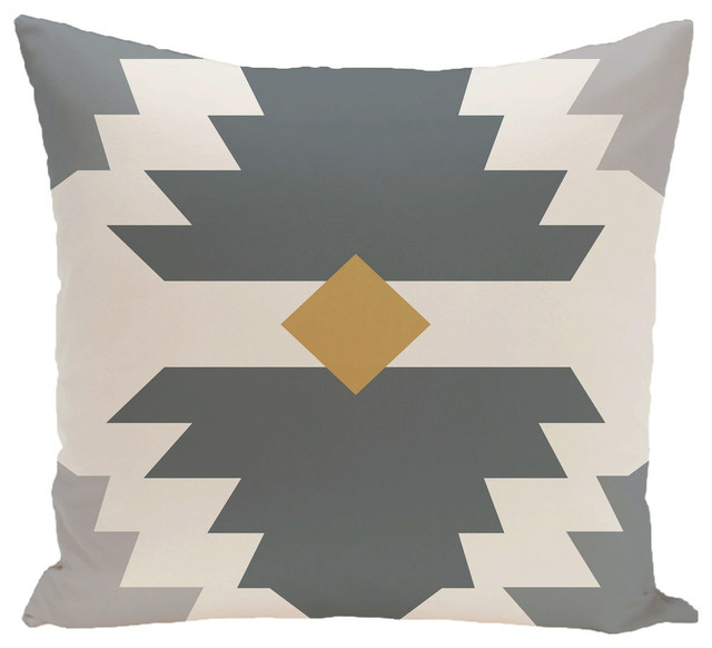 Mesa Geometric Print Pillow, Gray, 18"x18"