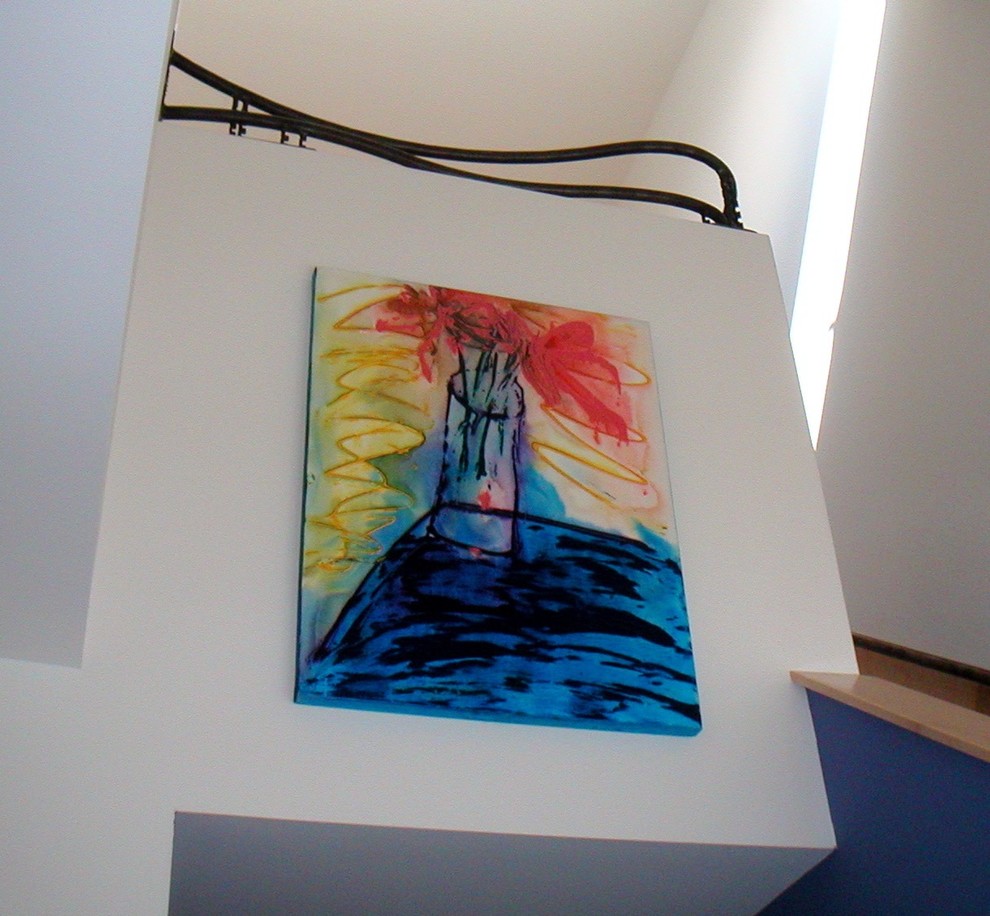 Example of a huge minimalist foyer design in Raleigh