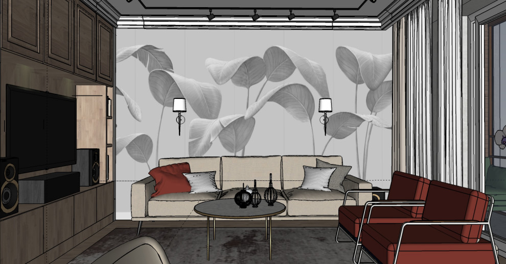 Зависая над городом (эскиз зоны гостиной)