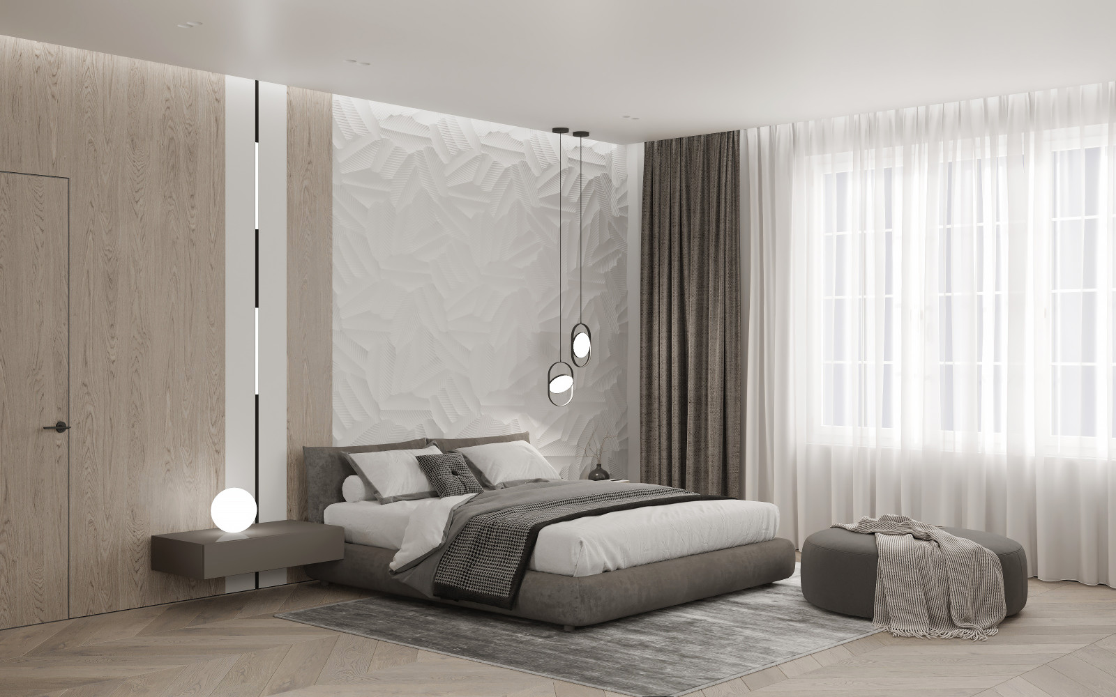 Проект мастер-спальни в трехэтажном доме на улице Красная в городе Калининград