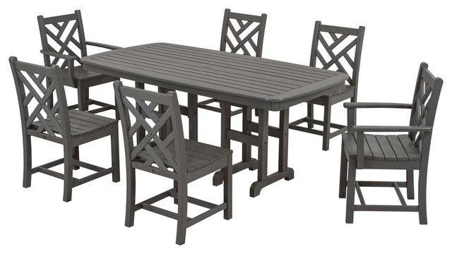 Chippendale 7-Pc Dining Set in Slate Gray