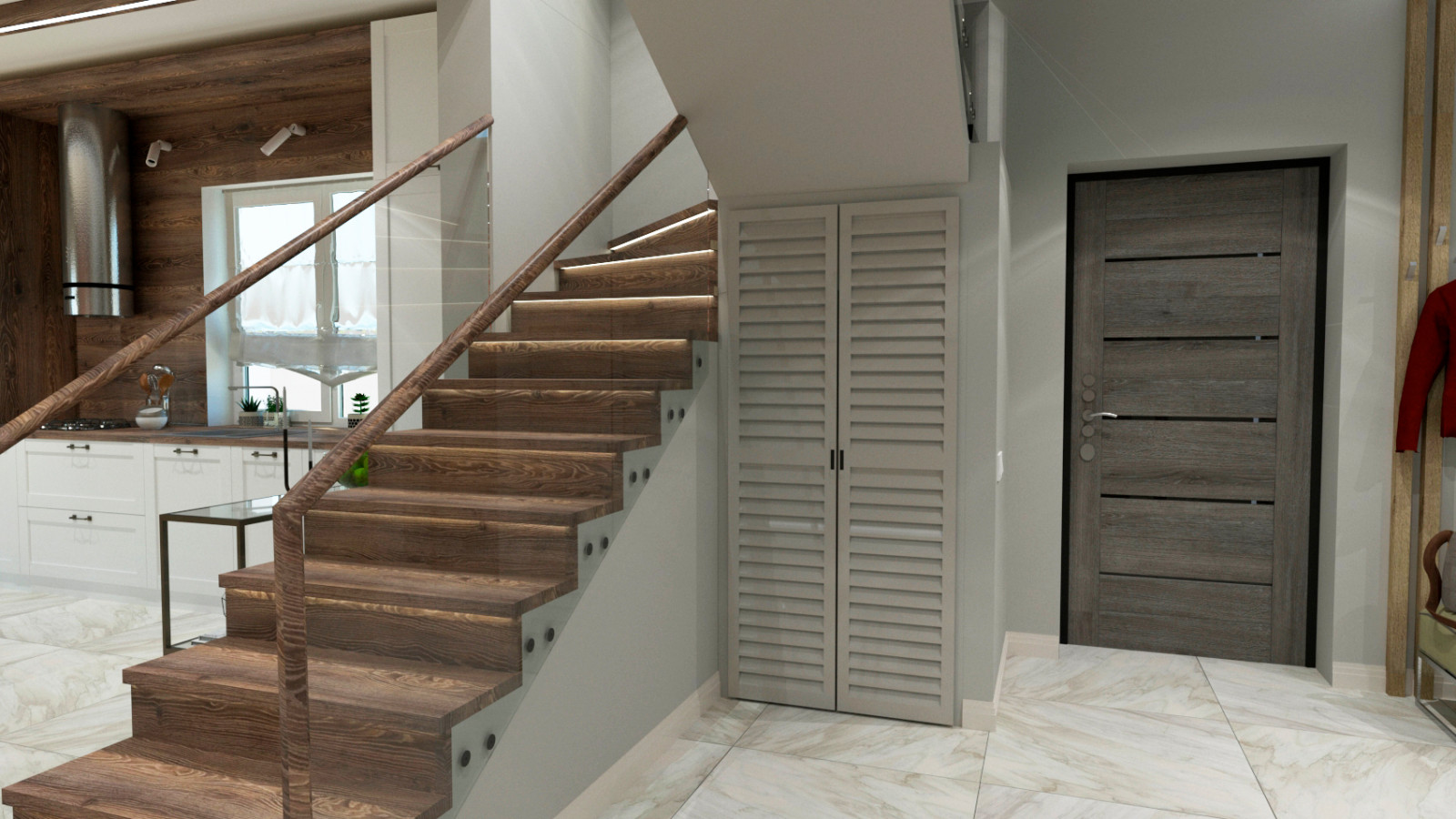 Прихожая и двери под лестницу