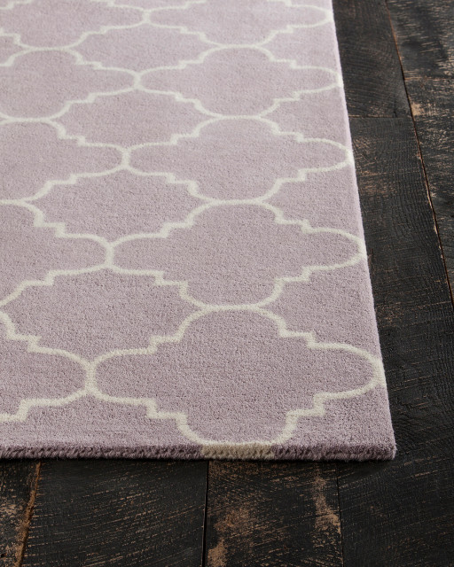 Davin Hand-Tufted Contemporary Wool Rug, Rectangular Light Purple/White ...