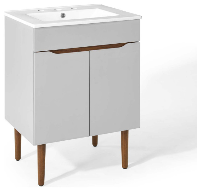 Harvest Bathroom Vanity Gray White - Midcentury - Bathroom Vanities And ...