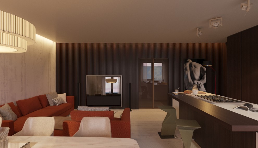 Кухня с гостиной. Частные апартаменты.