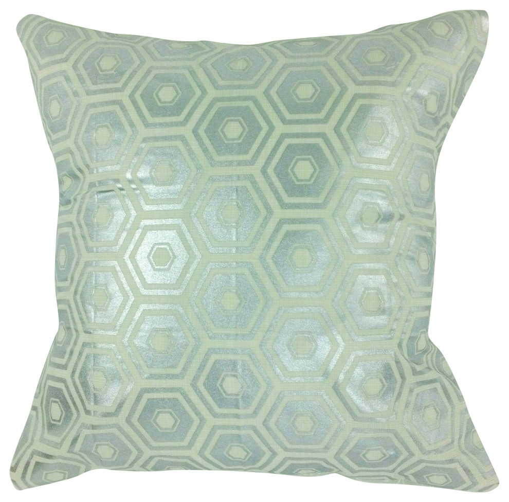 Silver Hexagon Print Pillow Cover by BohoCHIC Maui
