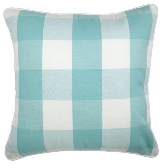 Blue Throw Pillow Cover Gingham Buffalo Checks Cotton Aqua Blue Throw Pillow Cover Gingham