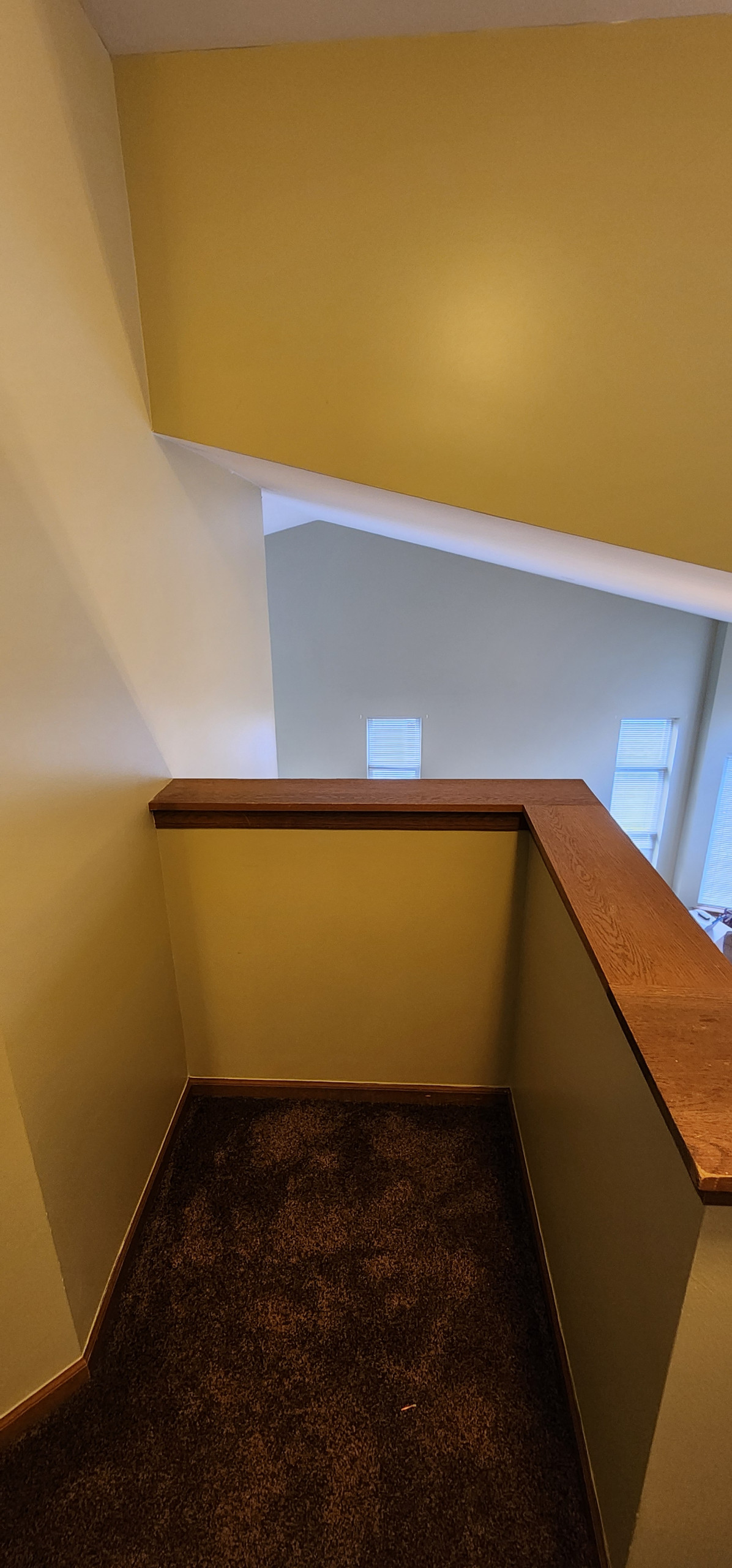 Opened Walls & Stringers, Box Newel White Oak Staircase with Iron