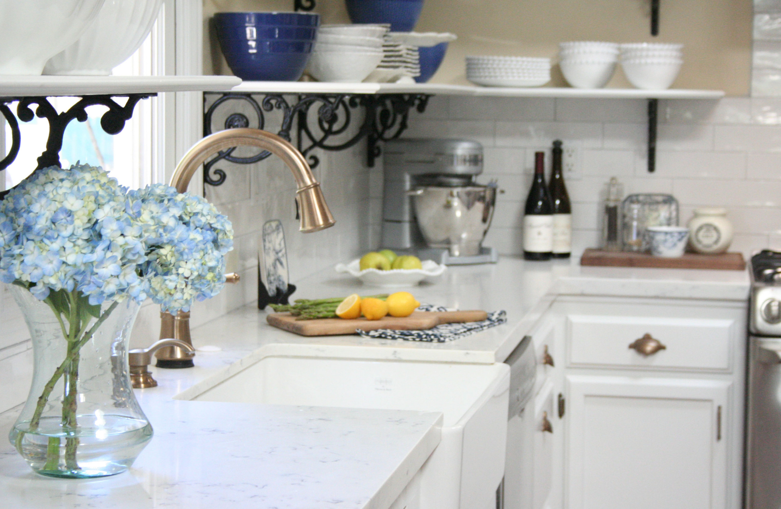 Open Shelving French Country Kitchen