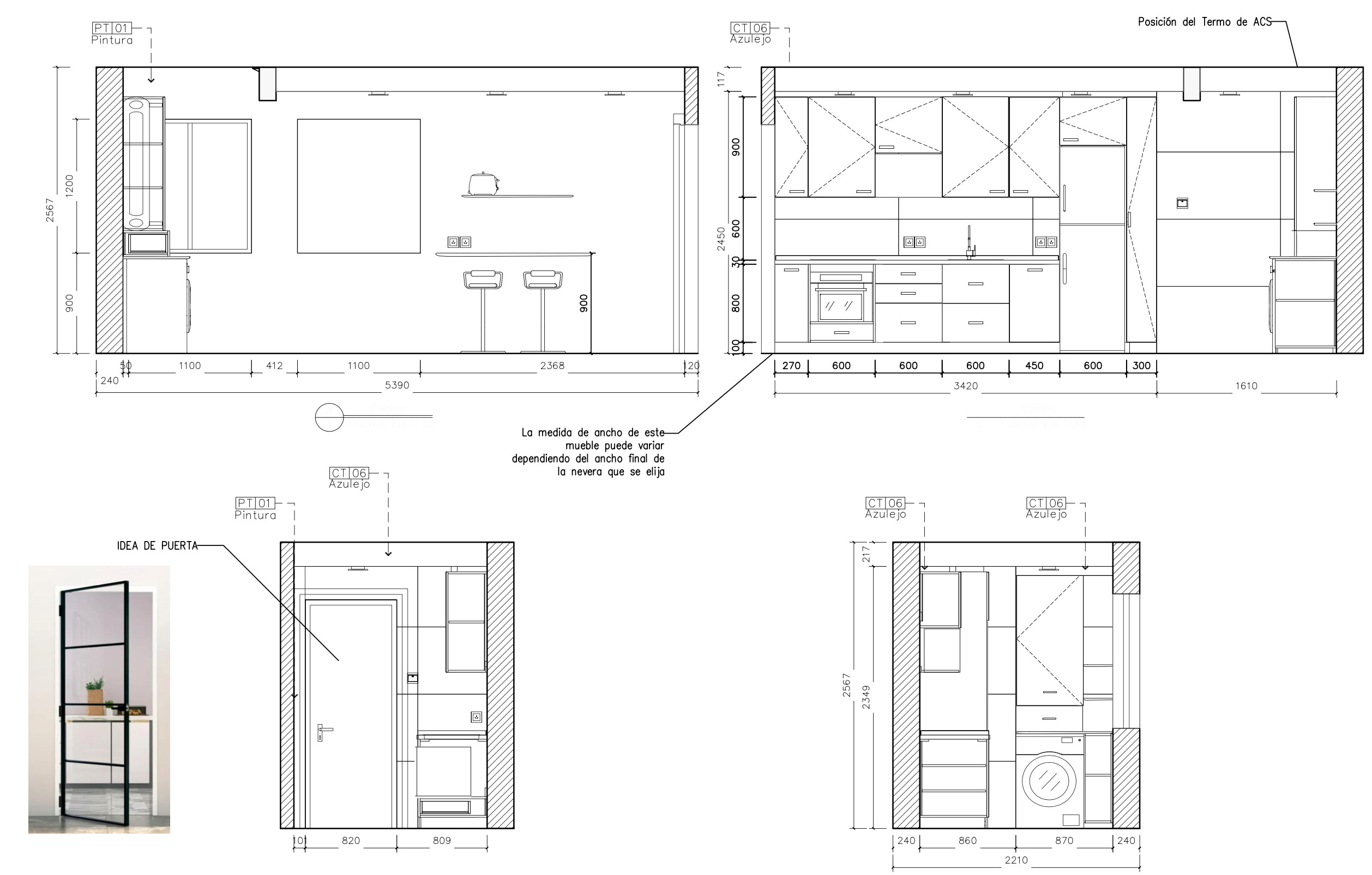 Plano de alzado de cocina - Reforma integral