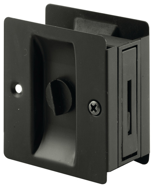 PrimeLine N 7319 Pocket Door Privacy Lock With Pull, Classic Bronze, 2