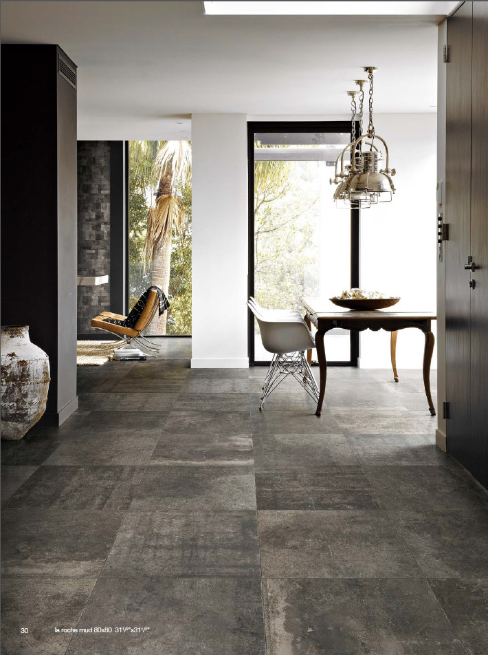 This is an example of a scandinavian living room in Perth with porcelain floors.