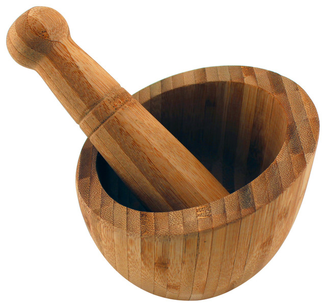 Bamboo Mortar And Pestle Modern Mortar And Pestle Sets by