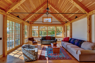 Timber Frame Addition - Farmhouse - Living Room - Burlington - by