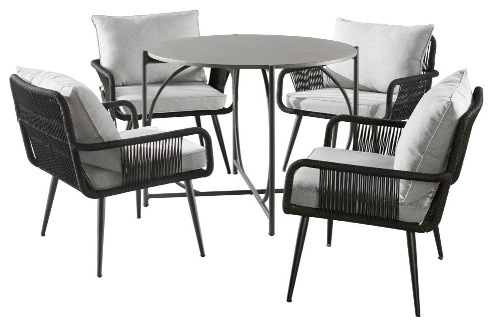 Andover AllWeather Outdoor Bistro Set, Four Rope Chairs and Bistro