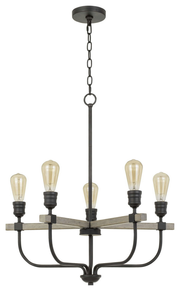 Natural Wood/Iron Metal Sion, Chandelier
