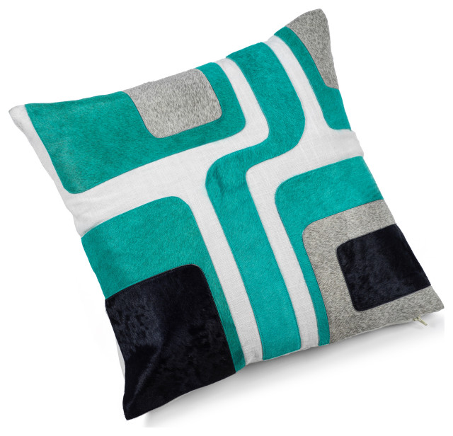 Atrani Cotton and Hair on Leather Throw Pillow - Contemporary - Decorative  Pillows - by Zodax | Houzz