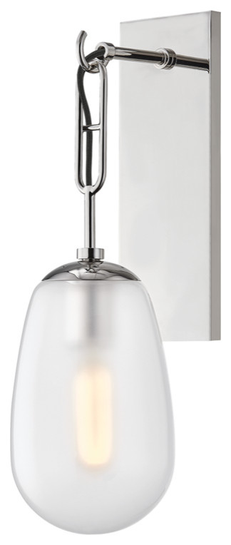 Elegant Polished Nickel 1-Light Sconce with Crystal Clear Glass