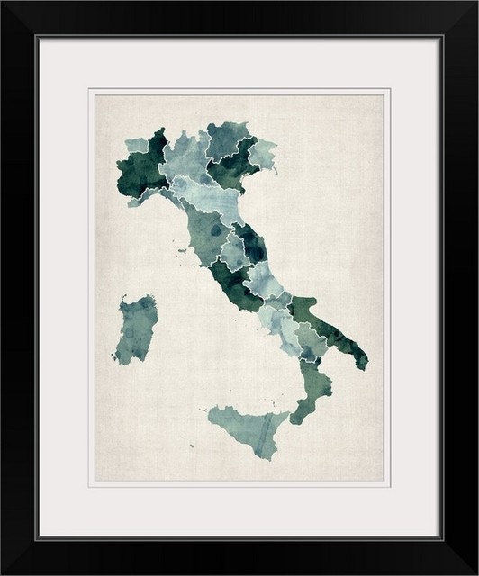Framed Map Of Italy Map Of Italy, Black And White" Black Framed Art Print - Contemporary -  Prints And Posters - By Great Big Canvas | Houzz