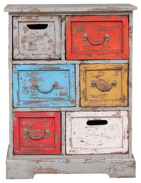 Twinsburg Distressed Reclaimed Wood Multi Color 6 Drawer Dresser