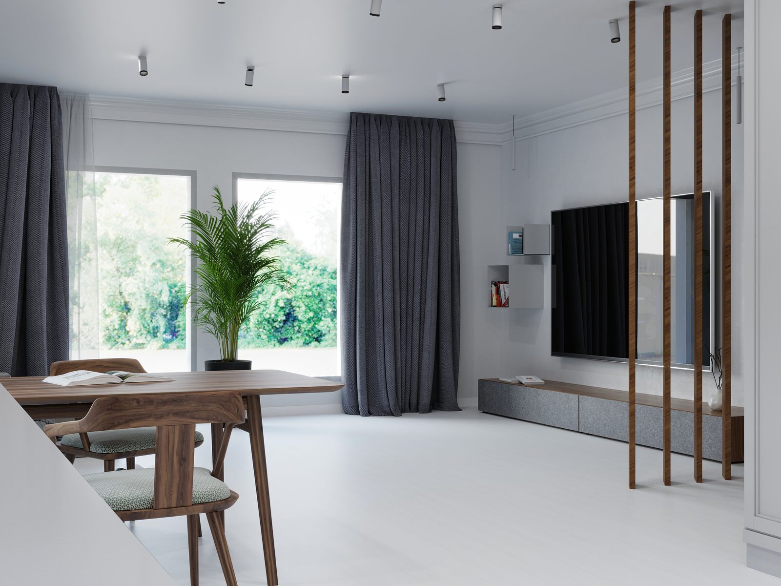 Большая кухня-гостиная в загородном доме