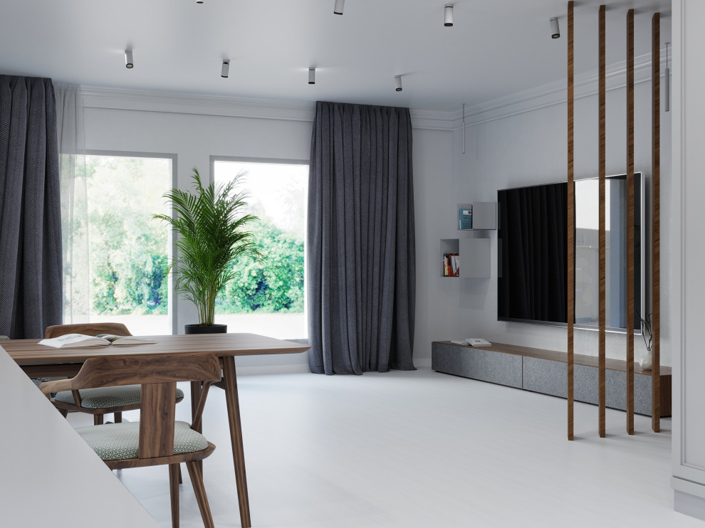 Большая кухня-гостиная в загородном доме