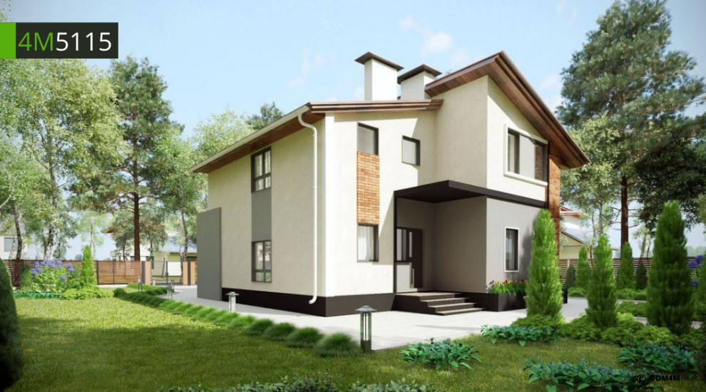 ПЛАН ДВУХЭТАЖНОГО ДОМА С ЧЕТЫРЬМЯ СПАЛЬНЯМИ 4M5115