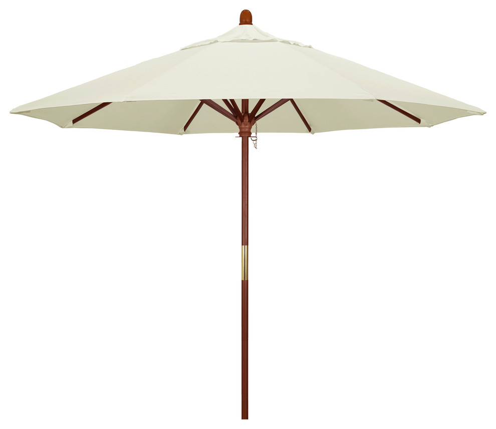 9' Square Push Lift Wood Umbrella, Sunbrella, Canvas