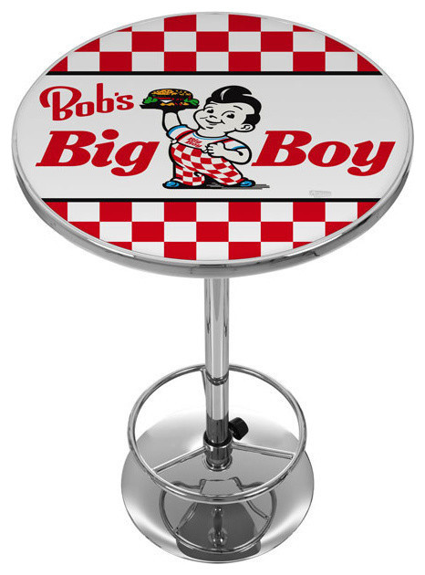 Bobs Big Burger Checkered Chrome Pub Table