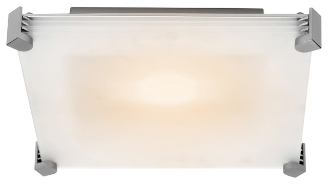 Access Lighting Lithium 12 in. Frosted Flush Mount in Brushed Steel