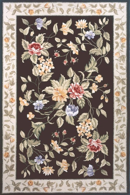Country & Floral Spencer Area Rug, Rectangle, Black, 2'x3'