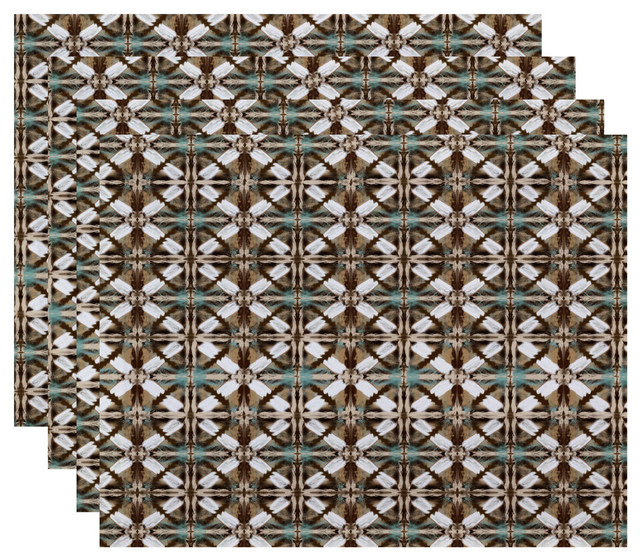 Beach Tile, Geometric Print Placemat, Set of 4, Brown