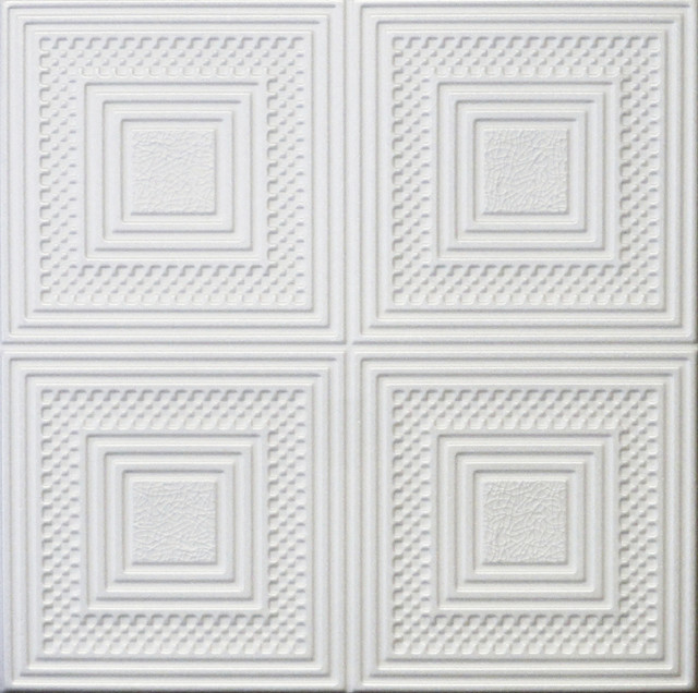 20"x20" Styrofoam Glue Up Ceiling Tiles, R11W Plain White Traditional