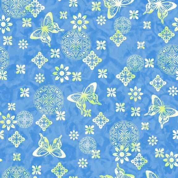 Soft Dreams Blue Butterfly Pattern Fabric, 10 Yards