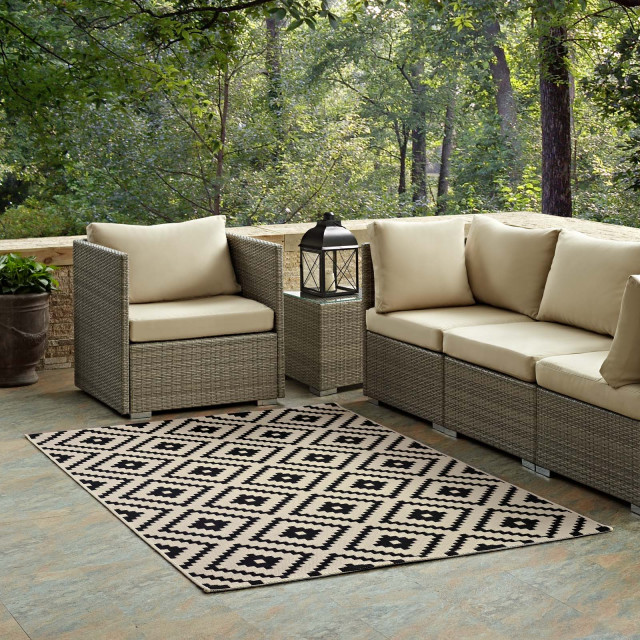 Area Rug Runner Floor Carpet, Indoor Outdoor, Rectangular, 9x12, Black ...