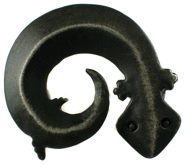 Gecko Pewter Cabinet Hardware Knob, Black Iron