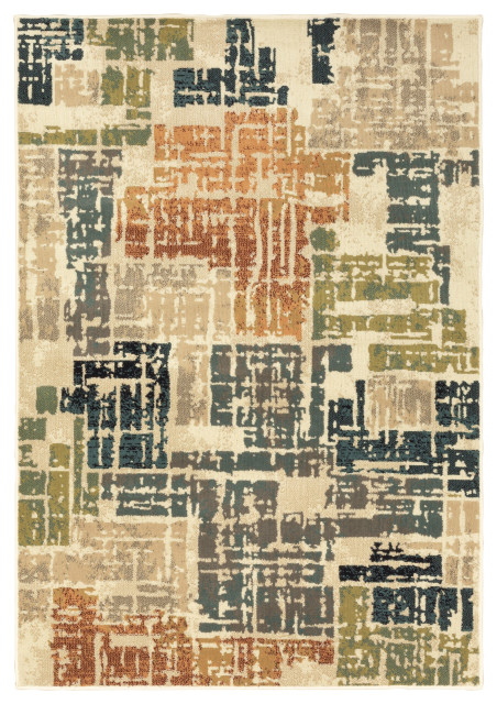 Oriental Weavers Evandale Orange/Grey Abstract Indoor Area Rug 7'10"X10'