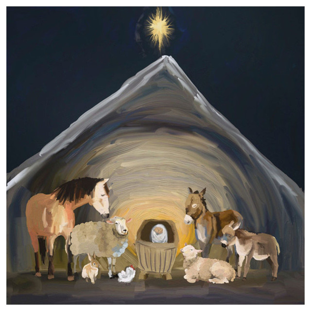 "Nativity Manger" Stretched Canvas Art by Cathy Walters, 10"x10