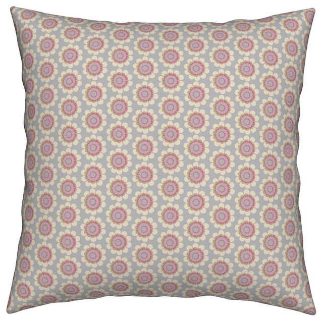 Mid-Century Modern Abstract Flower Geometric Throw Pillow Cover Organic Sateen
