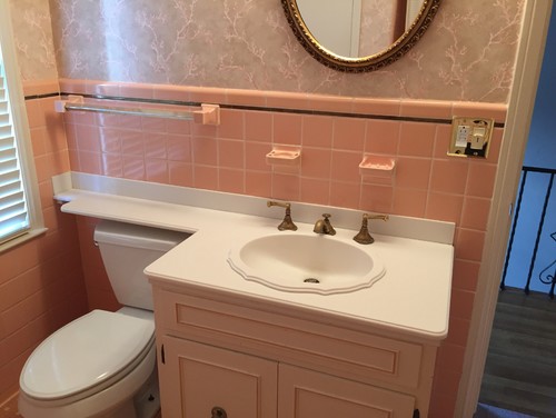 1950s pink bathroom meets 2015