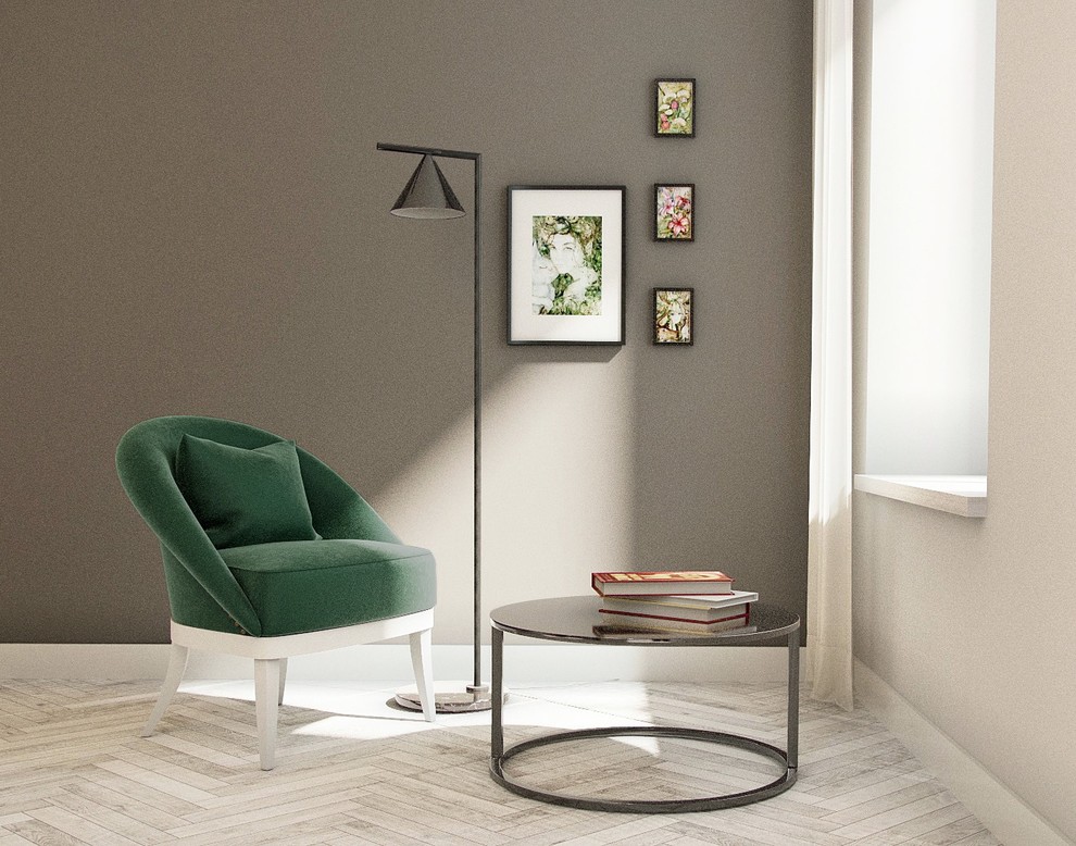 Цветовое решение оформления гостиной в минималистичном стиле.