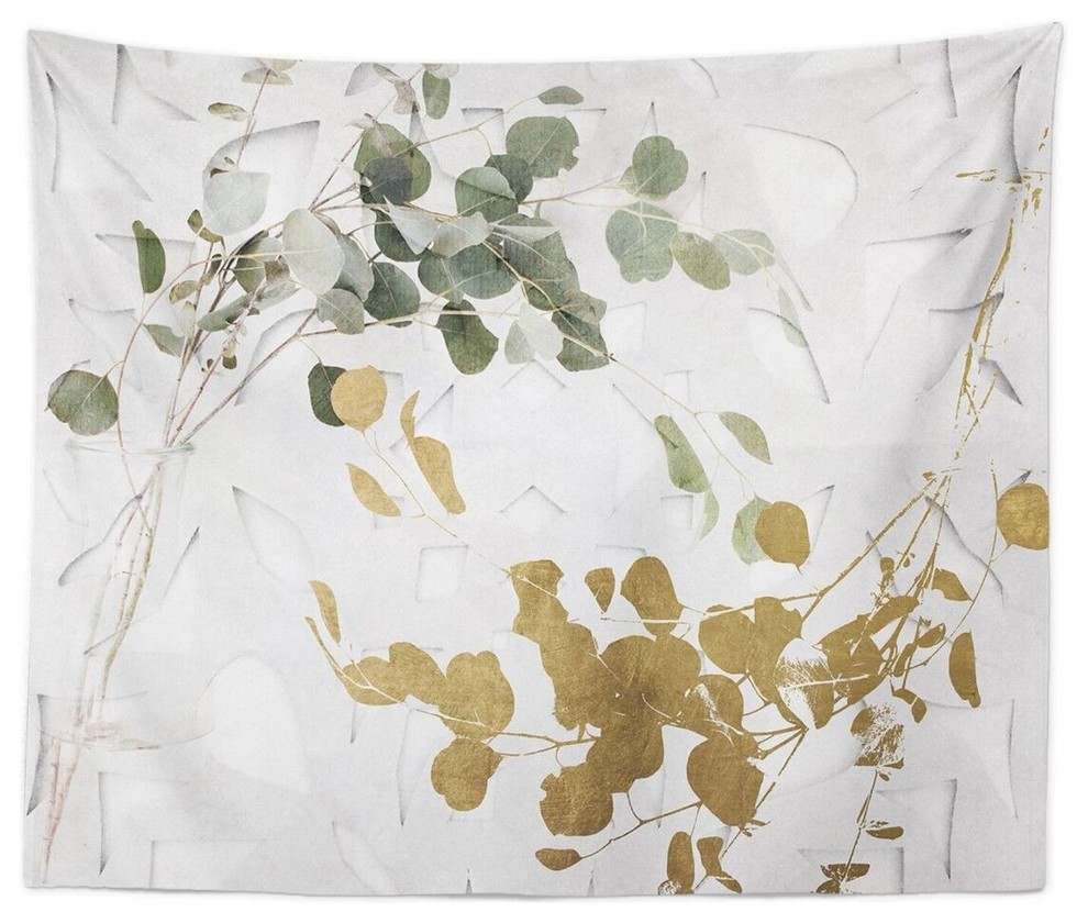 Oliver Gal "Golden Leaves" Wall Tapestry, 80"x68"