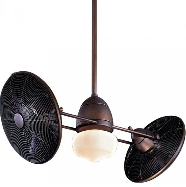 One Light Wet Dual Motor Ceiling Fan Oil Rubbed Bronze Mini Candelabra