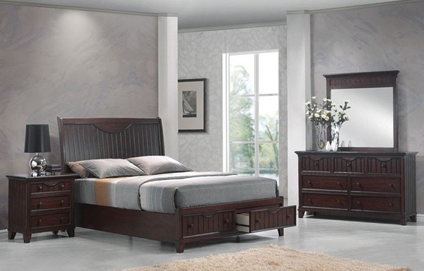 Acme Furniture - Gallagher Walnut Finish 5 Piece King Bedroom Set - 20467EK-5Set