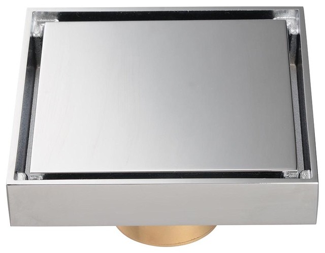 Rolya Chrome Square Style 4/"x4/" Copper Floor Drain with Chrome Tile Insert Grate