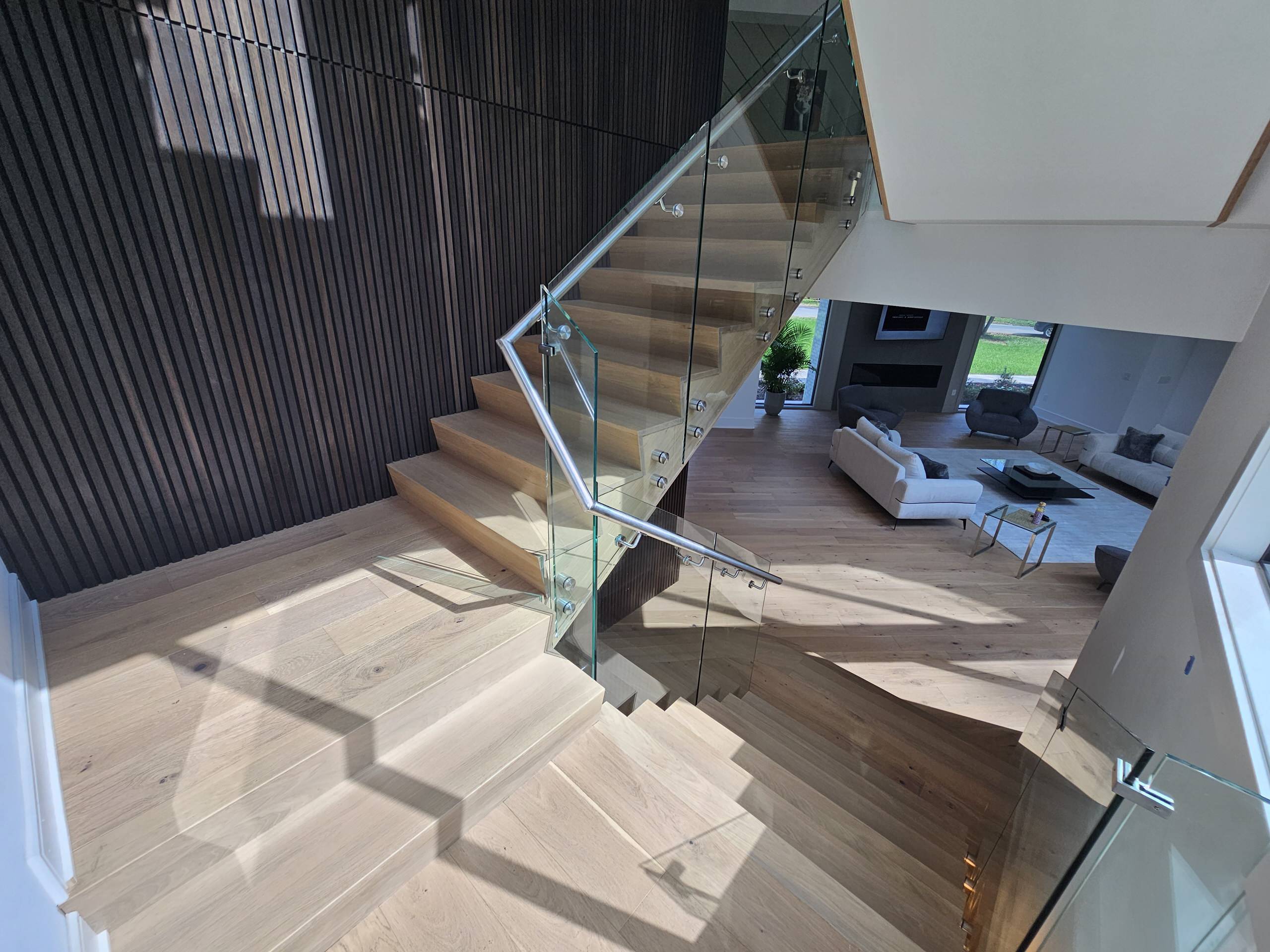 129_White Oak Slanted Riser Modern Stair, Mclean, VA 22102